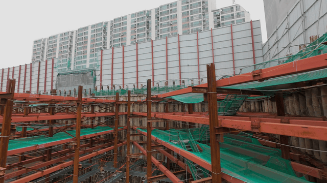 Steel framework of a building under construction
