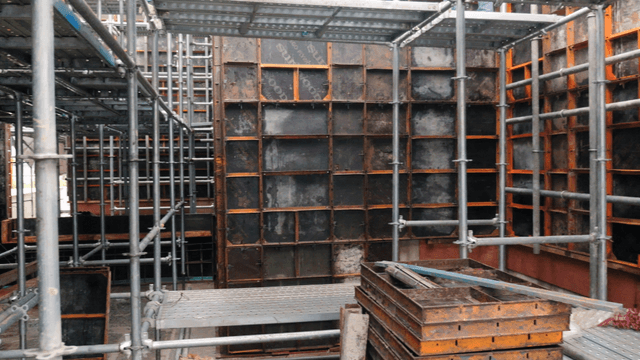 Scaffolding and construction site
