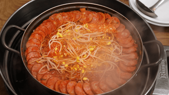 Budaejjigae boiling in a pot