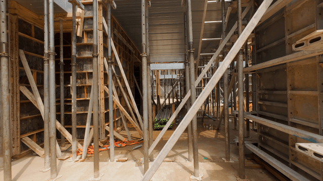 Construction site with steel framework