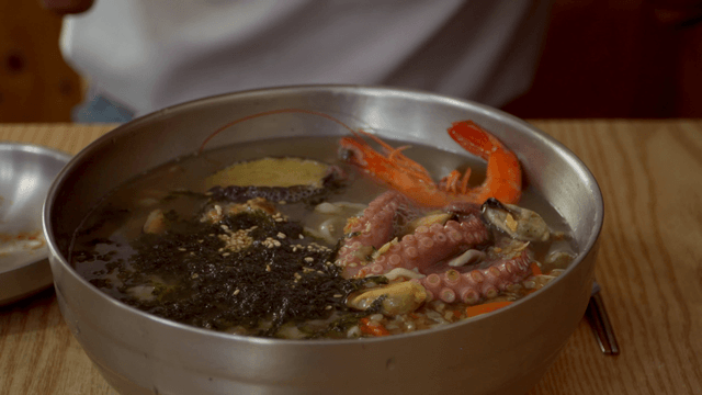 Seafood stew with octopus, shrimp, and abalone