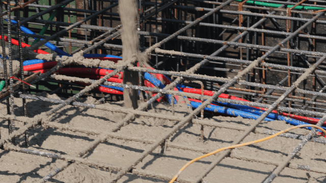 Concrete pouring at a construction site