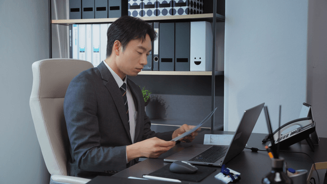 Businessman working at a desk in an office