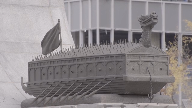 Turtle ship statue in the city