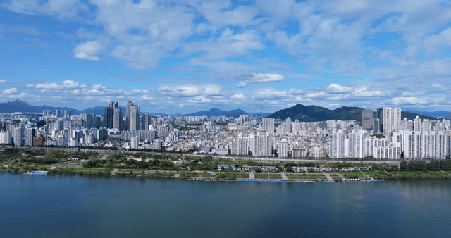 Vast urban landscape with river