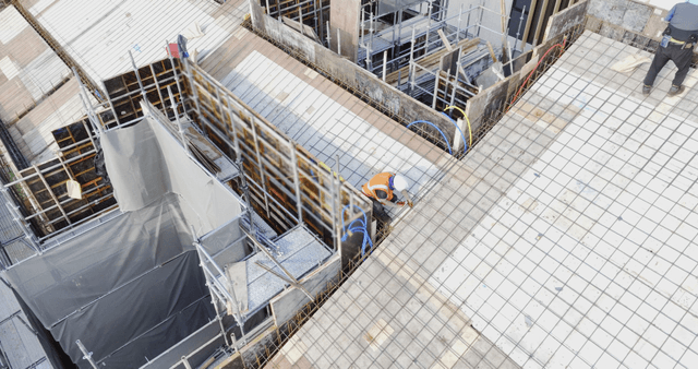 Construction workers on a building site