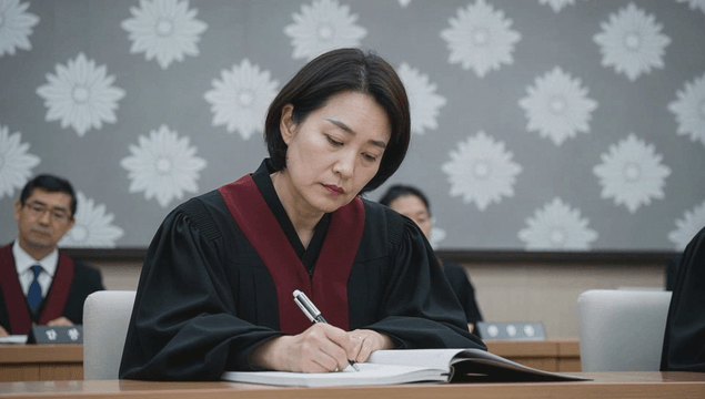Female prosecutor taking notes during trial
