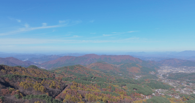 무성한 가을 산의 광활한 풍경