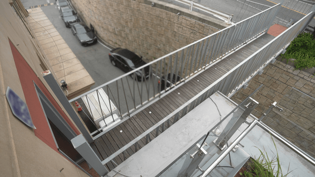 Pedestrian bridge over a street