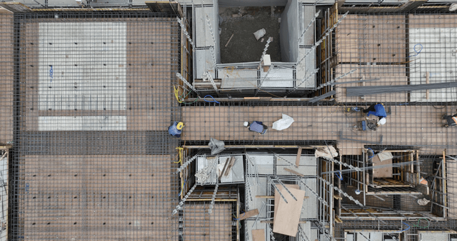 Construction workers on a building site