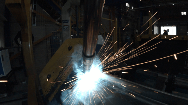 Sparks flying during a welding process