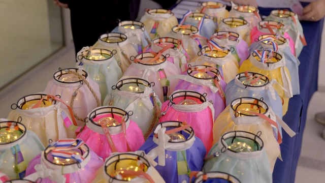 Colorful lanterns with glowing lights