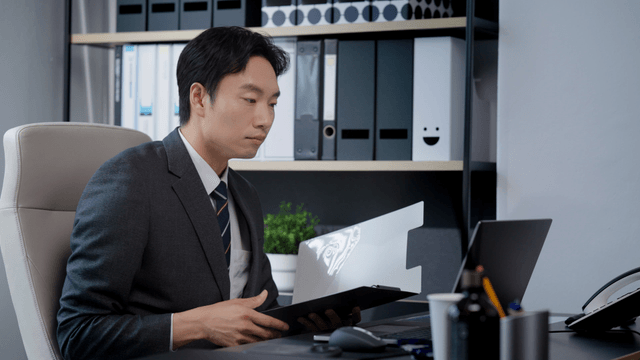Man working at a desk in an office
