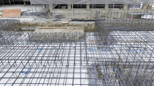 Construction site with building framework