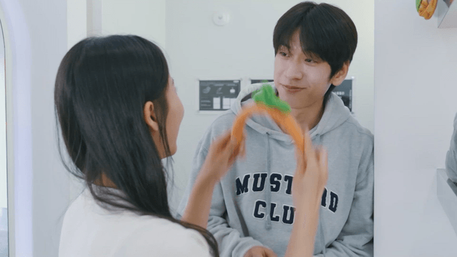 Couple wearing headbands at an instant photo studio