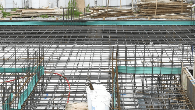 Construction site with steel framework