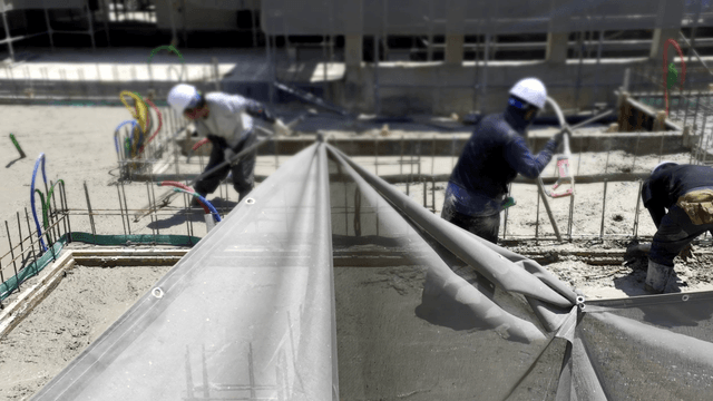 Construction workers at a building site