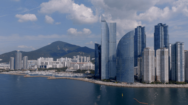 Modern high-rise buildings on the coast