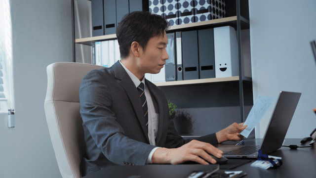 Businessman working at a desk in an office