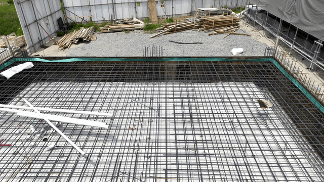 Construction site with building framework