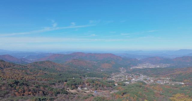 Expansive mountain landscape with clear skies