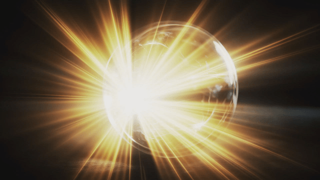 Glowing sphere with dynamic light patterns