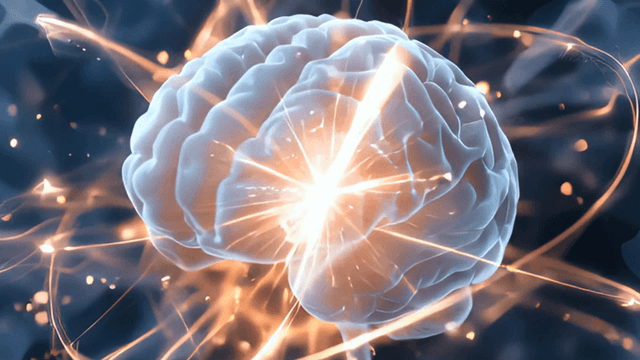 A glowing brain with neural connections