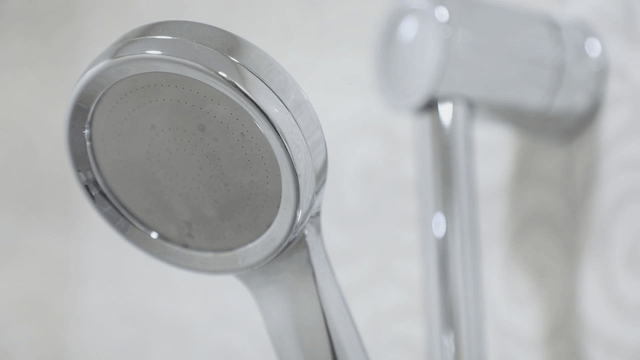 Close-up of a clean showerhead