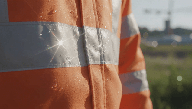 Fluorescent workwear reflecting sunlight