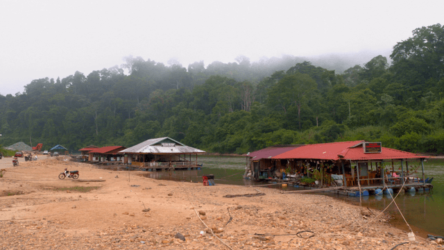 Floating houses on the riverside