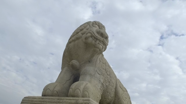 Traditional Korean stone guardian statue
