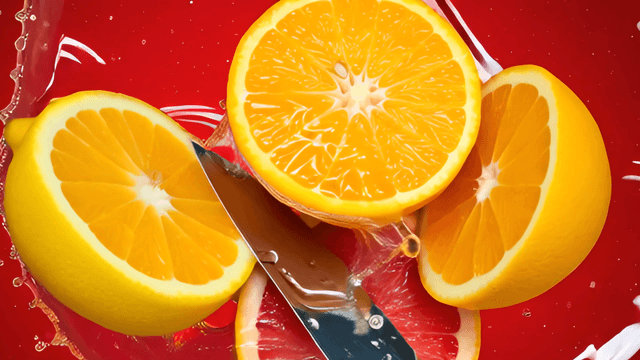 Sliced orange with splashing juice