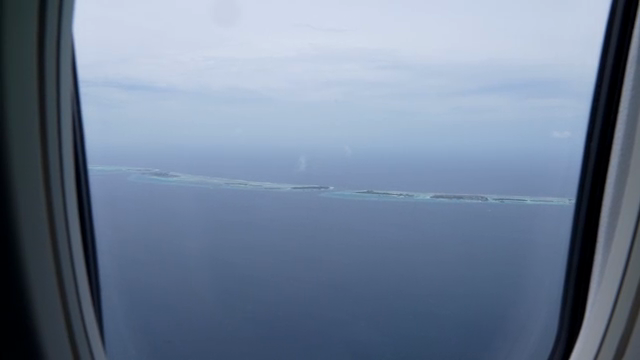 View of islands from an airplane window