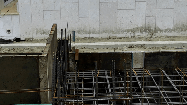 Construction site with steel framework
