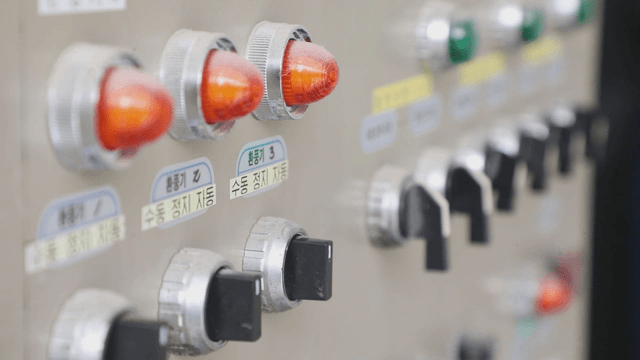 Control panel with switches and lights