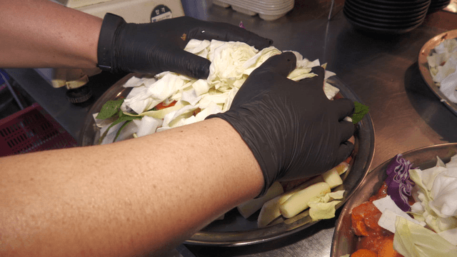 Plate of stir-fried chicken prepared with vegetables