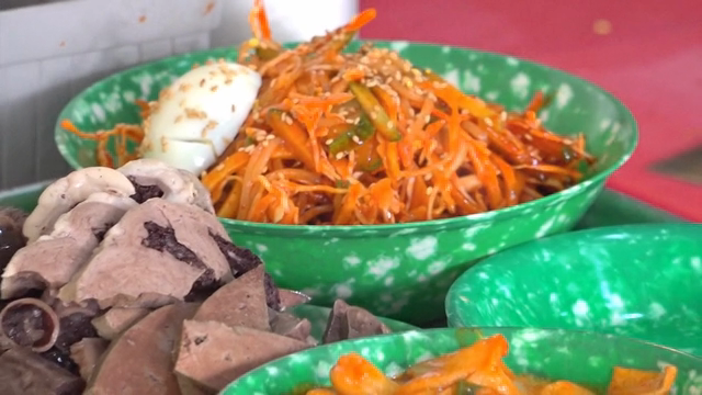 Korean street food with tteokbokki and sundae