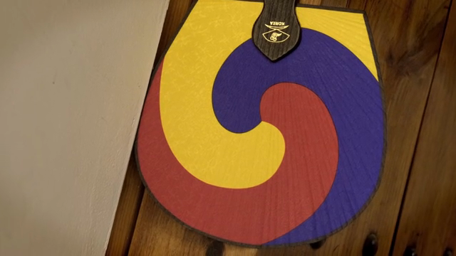 Traditional Korean fan with colorful design