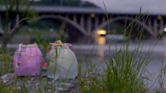 Traditional lanterns by the riverside