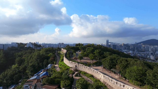 Historic wall with a cityscape view