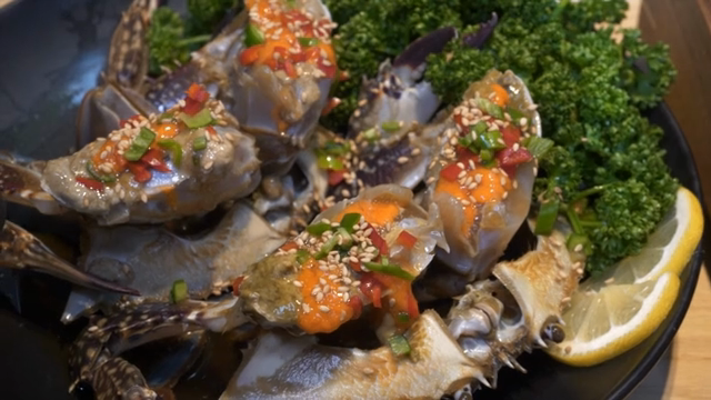 Freshly prepared Soy Sauce Marinated Crab