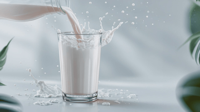 Fresh milk being poured into a glass