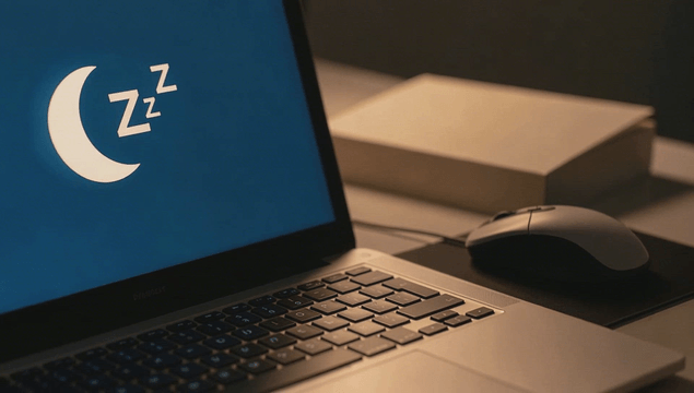 Laptop displaying sleep mode icon