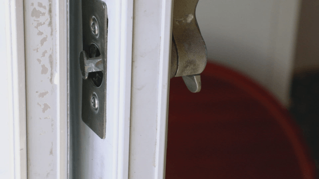 Close-up of a window latch mechanism