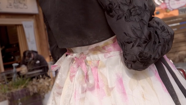 A woman in traditional Korean hanbok