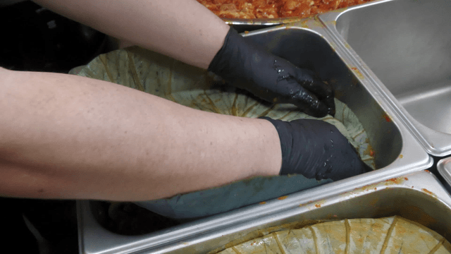 Seasoned meat wrapped in a lotus leaf