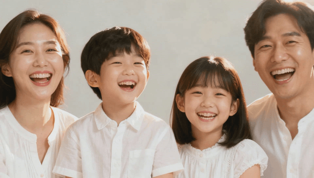 Happy family smiling together