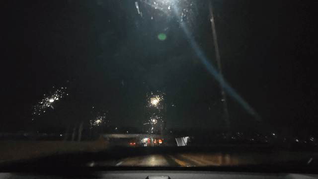 Night drive on a rainy highway