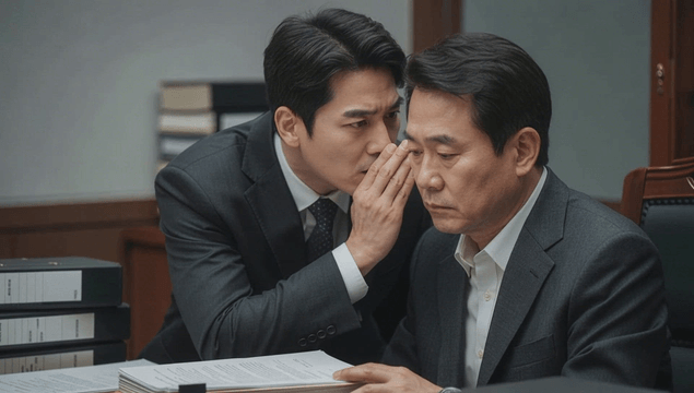 Two businesspeople discussing secretly in whisper