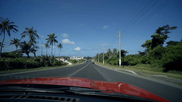 Scenic drive on a tropical highway